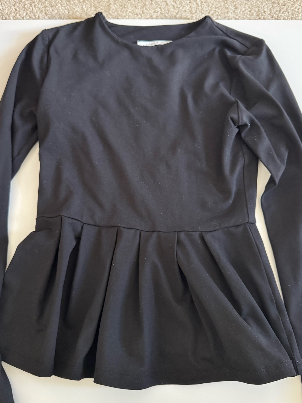 Susana Monaco Black Long-Sleeve Peplum Top